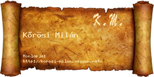 Kőrösi Milán névjegykártya