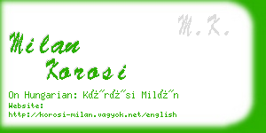 milan korosi business card